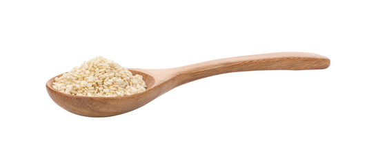  sesame in wood spoon isolated on transparent png