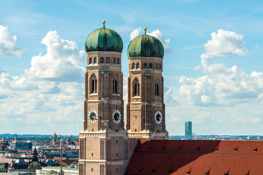 Germany, Munich, Twin bell towers of Frauenkirche