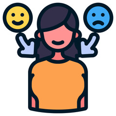 girl with sad and happy emotion illustration