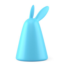 Abstract Easter rabbit blue cone with long ears traditional religious holiday decor 3d icon