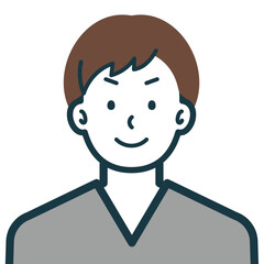 きりっとした顔の私服男性のバストショット1