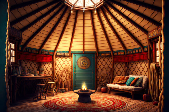 Interior Design Of Modern Yurt In Countryside