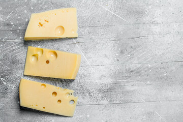 Fresh pieces of cheese.
