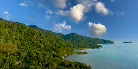 The tropical with seashore island in a coral reef ,blue and turquoise sea Amazing nature landscape...