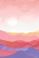 Mountain background vector Minimal artistic landscape with watercolor brushes. Abstract art wallpaper for print, decorative art, wall art and canvas prints.