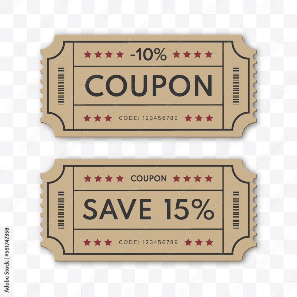 Wall mural Coupon Discount. Vector Gift Voucher Isolated.