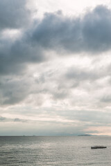 Beautiful landscape with dramatic sky, sea and islands