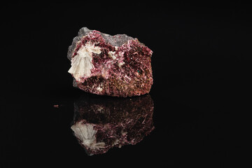 Rough Crimson Erythrite Mineral Stone on Black