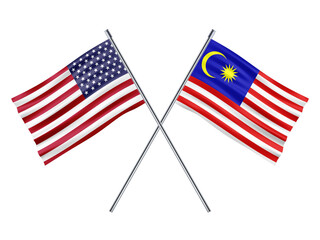 USA Malaysia Friendship Flag 3d Illustration