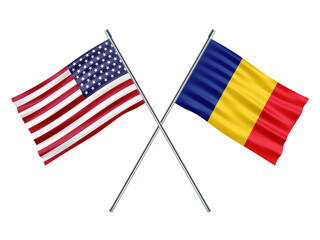 USA Romania Friendship Flag 3d Illustration