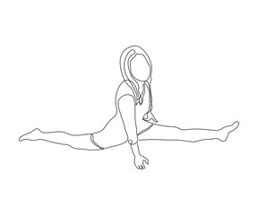 abstract woman without a face sitting with her legs spread on the split ,hand drawn, continuous mono line, one line art