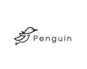 flying jump penguin art logo icon symbol design template illustration inspiration
