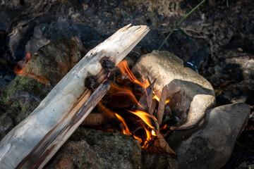 Use wood to make a fire like the Stone Age.