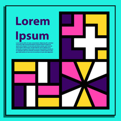 Obraz premium Colorful geometric background with empty space for title and description. suitable for web landing page, sticker, banner and Disc Cover.