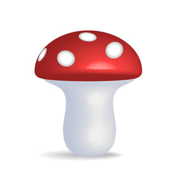 Image of mushrooms in cartoon style. 3D drawing.