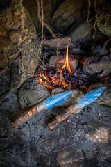 obsidian or stone knife Orthodox tools and fires were the subjects of the Stone Age.