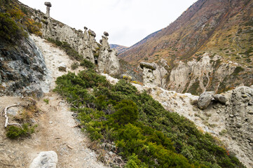 Stone mushrooms in the valley of the Chulyshman river in Altai