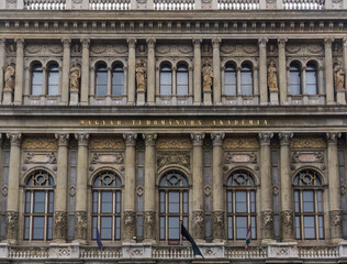 Fototapeta na wymiar Beautiful old facade of the Hungarian Academy of Sciences