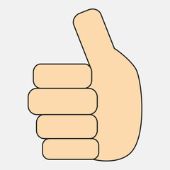 Thumb up as positive or approving flat emblem