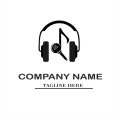 earphone logo with music tone and loudspeaker