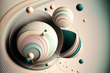 wonder sphere Beautiful abstract background with volume elements, balls, texture, lines. 3d illustration,generative ai.