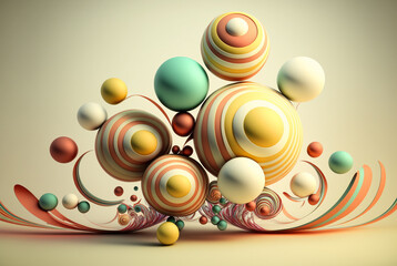 Obraz premium wonder sphere Beautiful abstract background with volume elements, balls, texture, lines. 3d illustration,generative ai.
