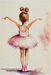 Little ballerina ballet dancer in pink tutu, generative ai - obrazy, fototapety, plakaty