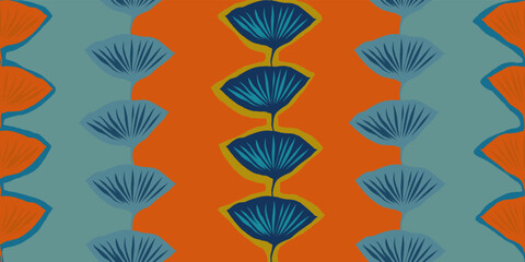 Fototapeta na wymiar Modern exotic bohemian floral pattern. Collage vintage seamless print. Hand drawn cartoon style pattern.