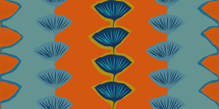 Modern exotic bohemian floral pattern. Collage vintage seamless print. Hand drawn cartoon style pattern.