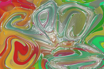 Multicolor background with plastic liquid effect. 3D Illustration