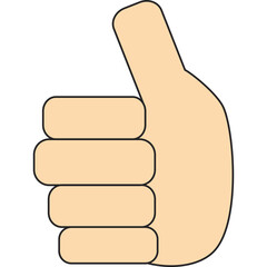 Thumb up as positive or approving flat emblem