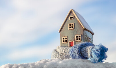 House and home winter energy, heating and insulation background