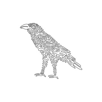 recommend clip art: Single curly one line drawing of scary raven. Continuous line draw graphic design vector illustration of highly intelligent raven for icon, symbol, company logo, boho poster, boho decor