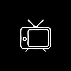 Tv icon isolated on black background.