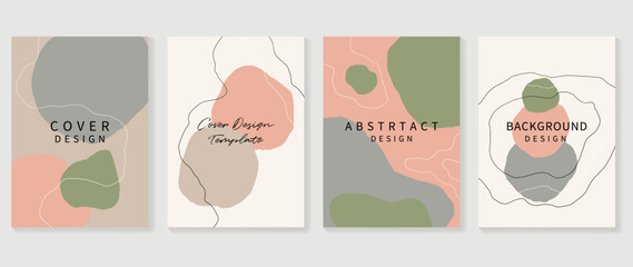 Fototapeta na wymiar Abstract design cover set vector illustration. Creative background template with abstract colored organic shapes and line arts. Design for greeting card, invitation, social media, poster, banner.