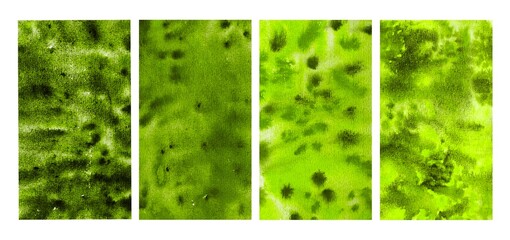 Set of abstract green watercolor space templates for stories