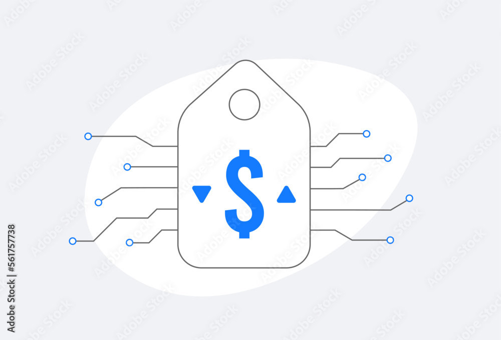 Poster ai pricing optimization concept. ai-driven online dynamic pricing intelligence icon. artificial inte