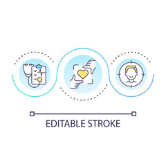 Fototapeta premium Patient first medical approach loop concept icon. Clinical service satisfied client. Healthcare abstract idea thin line illustration. Isolated outline drawing. Editable stroke. Arial font used