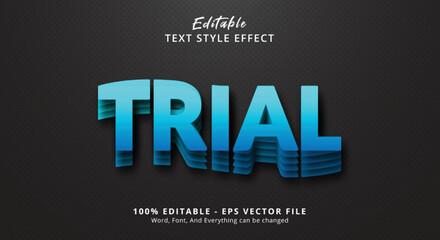 Editable text effect, Trial text on Blue layered style effect