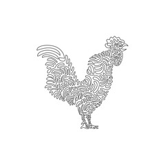 Single one line drawing abstract art. Adorable standing rooster. Continuous line draw graphic design vector illustration of spurs on the rooster for icon, symbol, company logo, poster wall decor