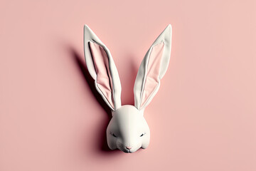 White bunny ears against a pale pink background. Good Friday. Generative AI
