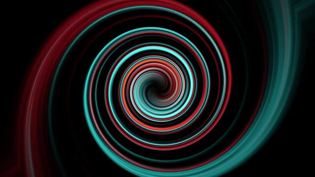 Abstract Line spiral lighting moving technology network digital data transfer concept design, glowing on black background seamless looping animation.