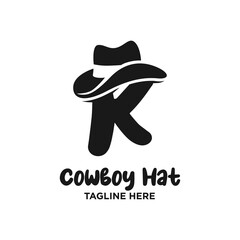 Letter K Cowboy Hat Logo Design Template Inspiration, Vector Illustration.