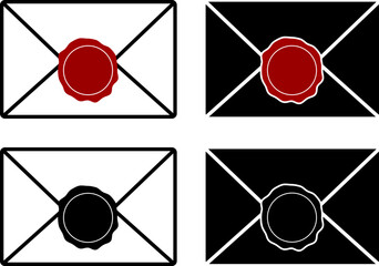 Obraz premium letter with wax seal icon set