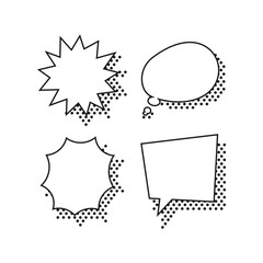 Set speech comic bubbles and elements set with black halftone shading. Vector design illustration.