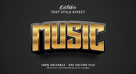 Editable text effect, Golden Music text on bold text style display