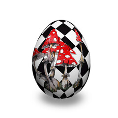 Alice in Wonderland style 3d rendered Easter eggs with illustrations isolated on white background © onanana