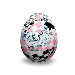 Alice in Wonderland style 3d rendered Easter eggs with illustrations isolated on white background © onanana