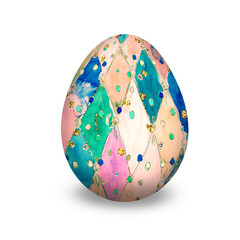 Alice in Wonderland style 3d rendered Easter eggs with illustrations isolated on white background © onanana
