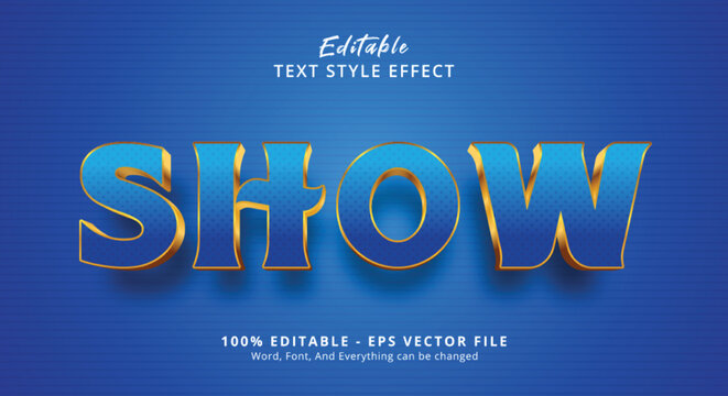 Editable text effect, Show text on light blue bold style effect